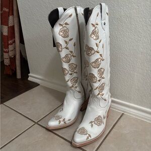 Liberty Black Garden Blanco Floral Western Boots White 11
